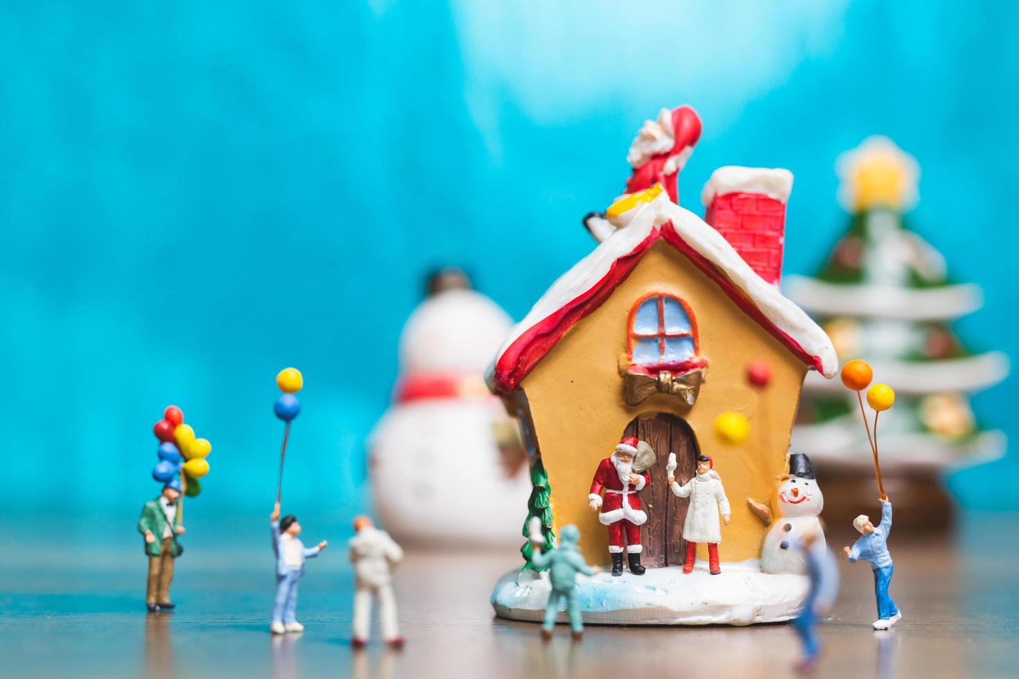 Miniature figurines Christmas scene photo