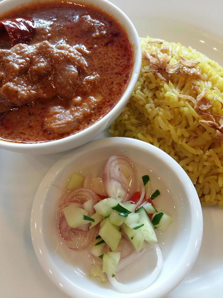 Chicken curry with basmati rice photo
