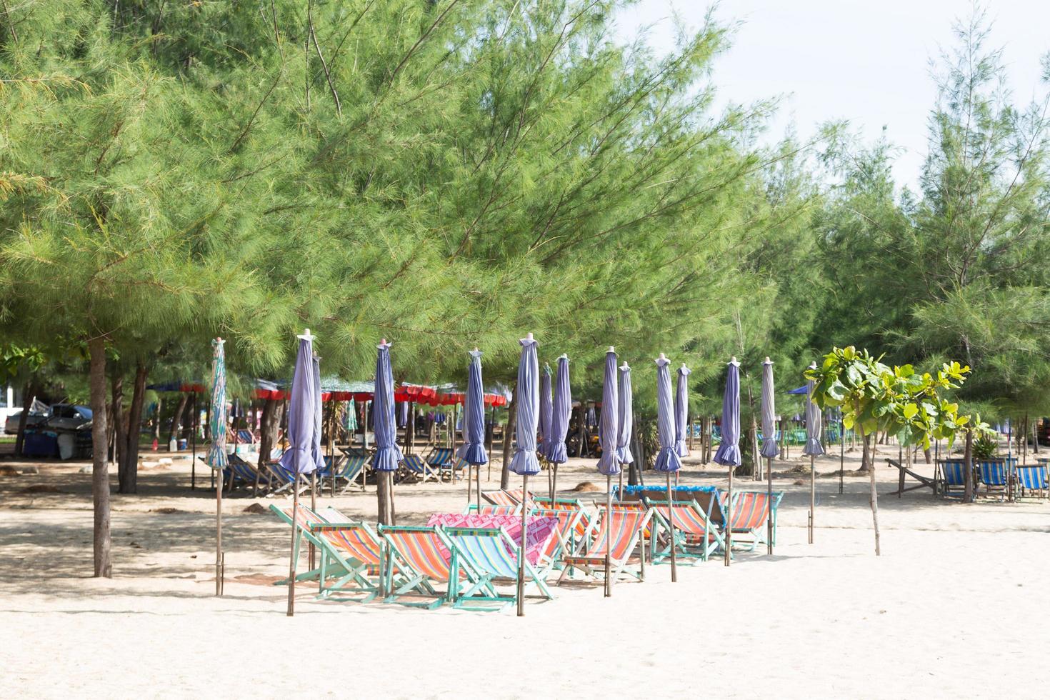Tumbonas para tomar el sol en la playa en Tailandia foto