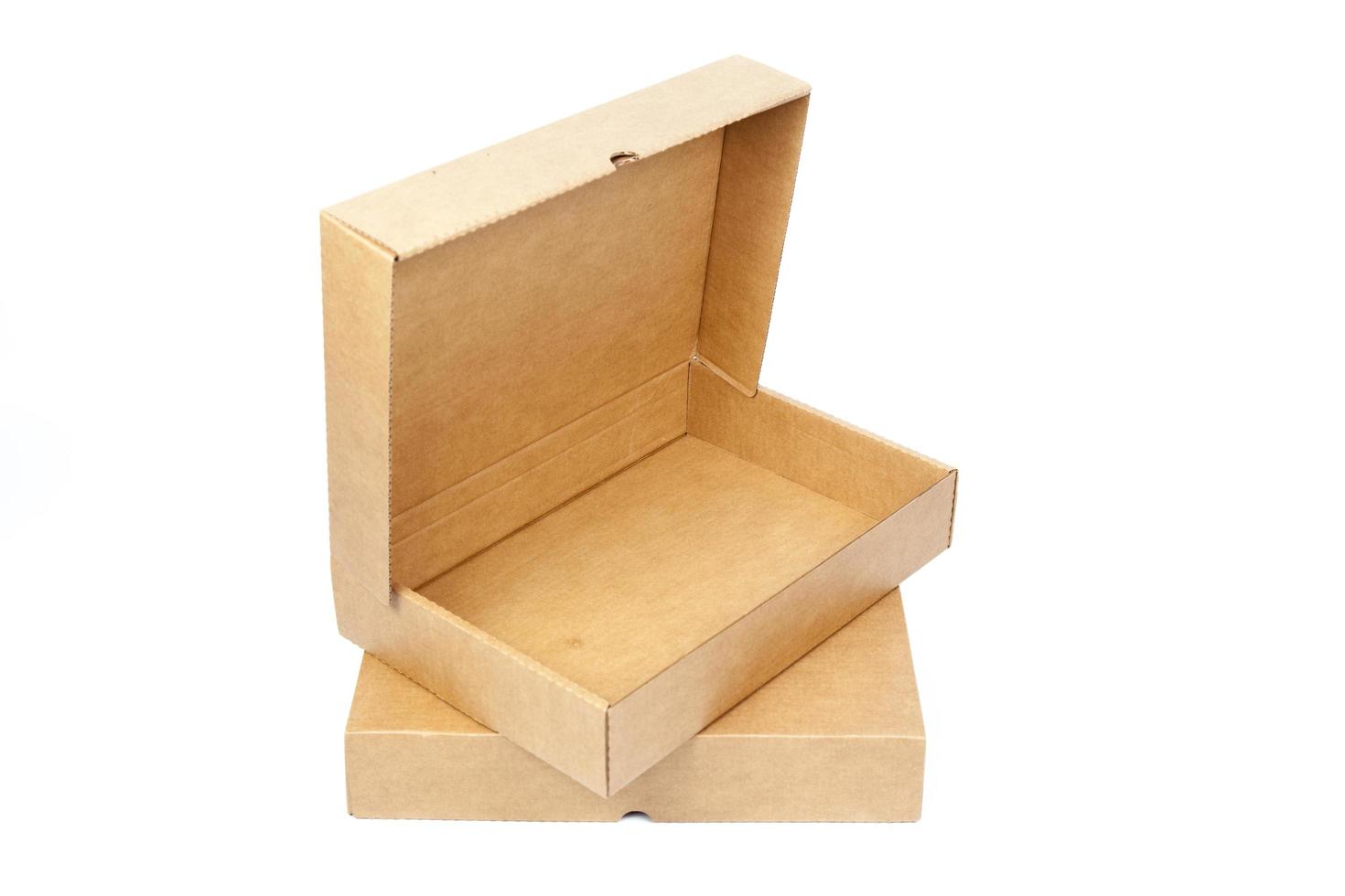 Brown boxes on white background photo