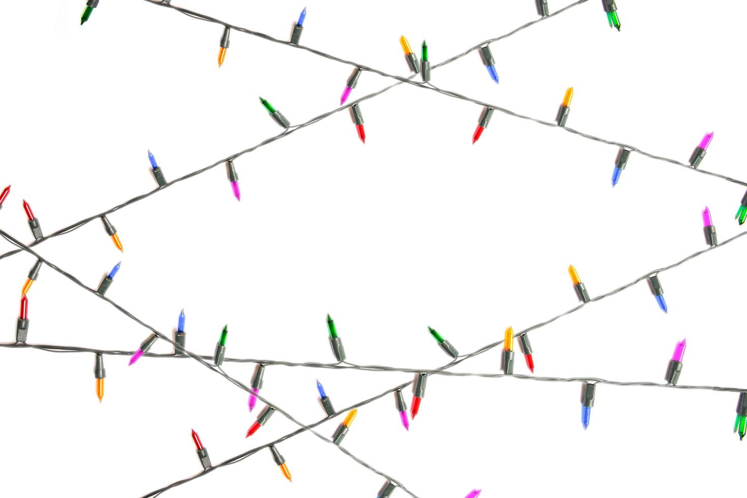 String of Christmas lights isolated on white background photo