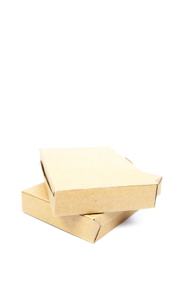 Brown boxes on white background photo