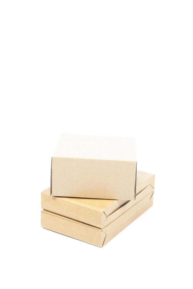 Brown boxes on white background photo