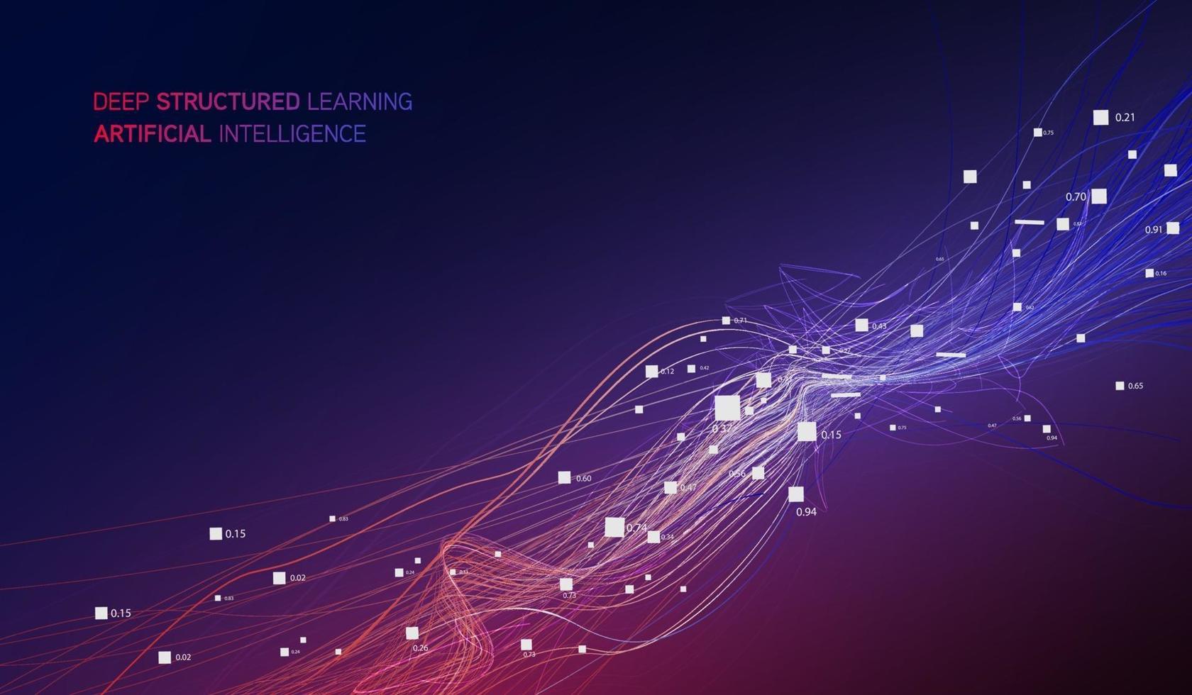 Quantum computing, deep learning artificial intelligence, signal cryptography  Big data algorithms visualization vector