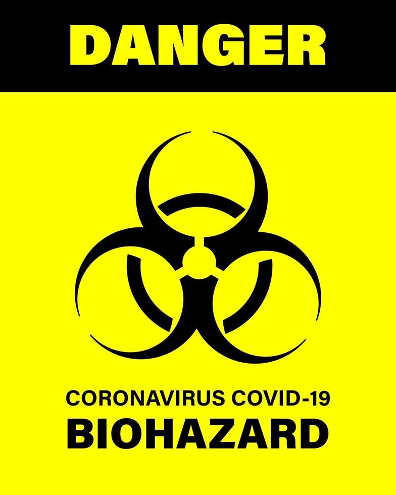 Covid-19 Biohazard warning poster. Danger and biohazard caution signs. Coronavirus outbreak. Stay away from the danger zone. No entry. vector