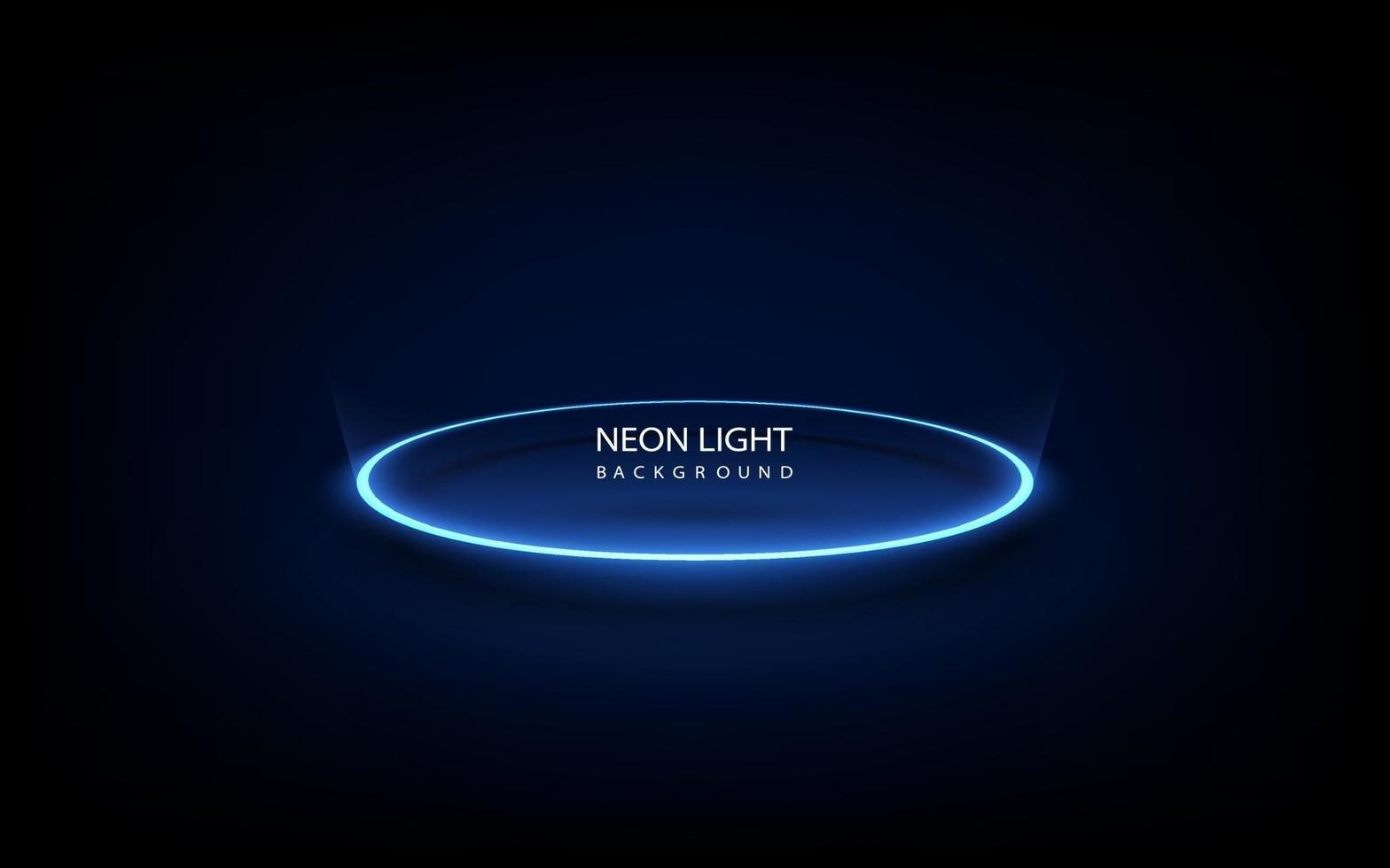 Blue neon light circle frame on background. Vector illustration