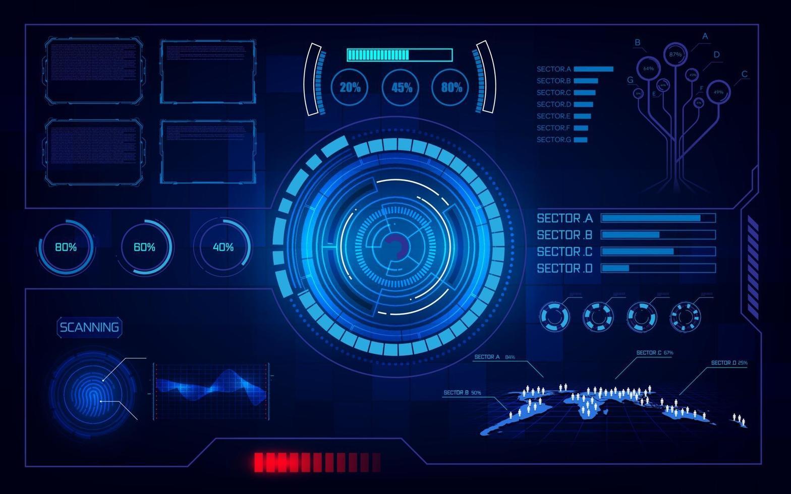 Plantilla de fondo de concepto de innovación de tecnología informática de sistema virtual de hud ui futurista vector