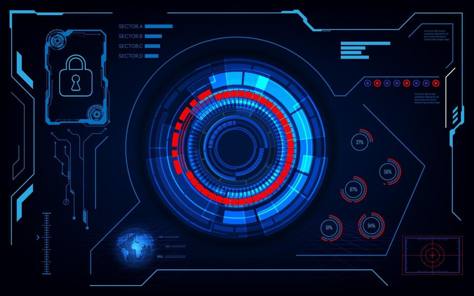 interfaz futurista hud ui sci fi diseño plantilla de concepto de seguridad vector