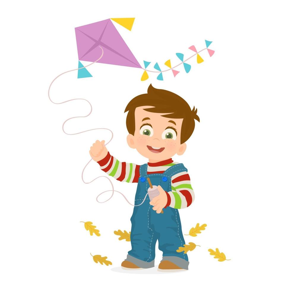 Little boy with kite vector