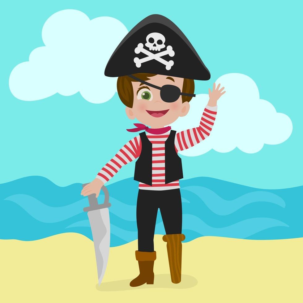 pequeño pirata lindo vector