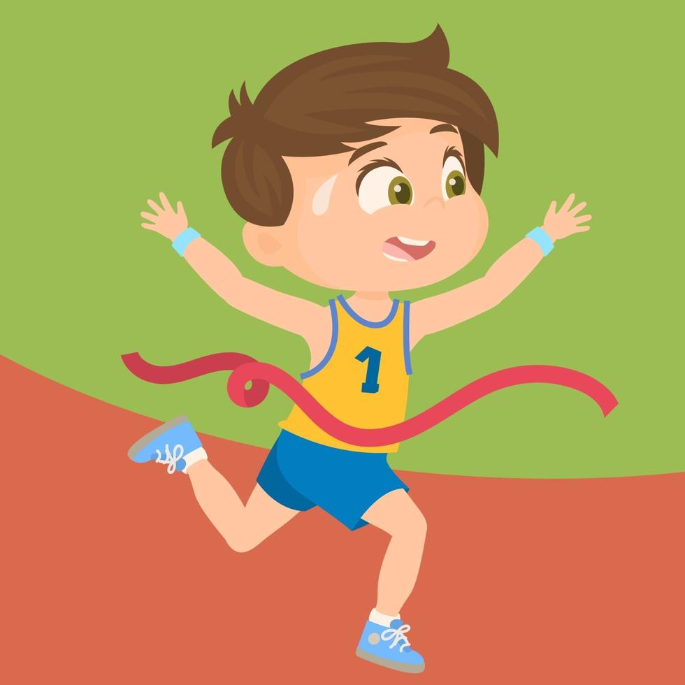 Boy winning race vector