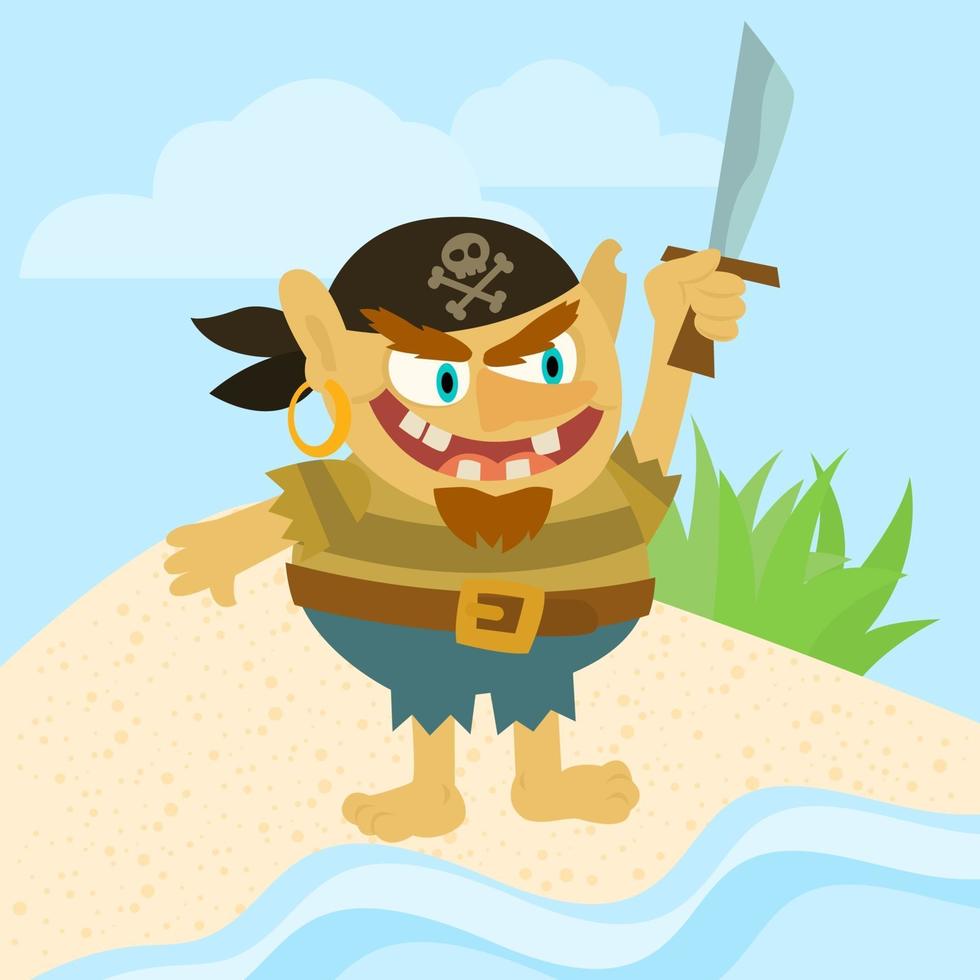 Pirate holding sword vector