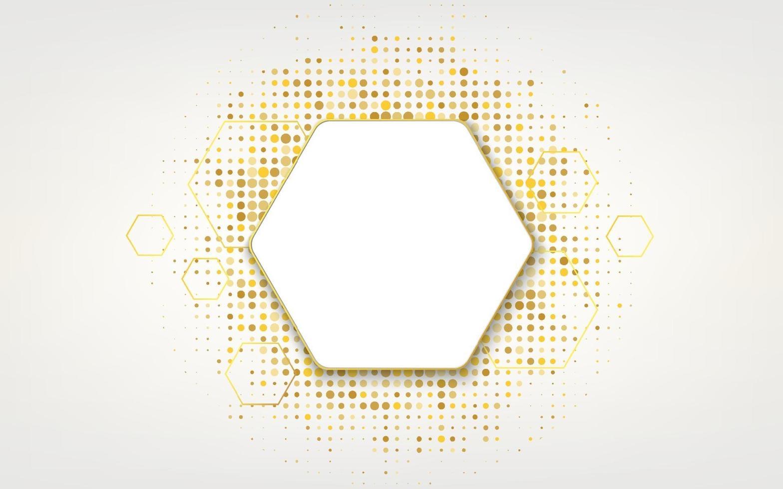 Golden hexagonal frame with glitter background vector