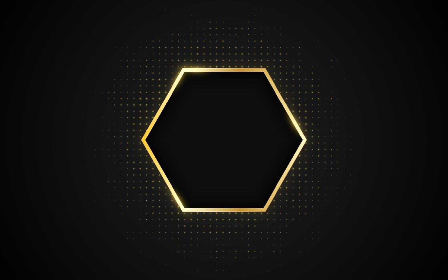 Golden sparkling frame on black background vector