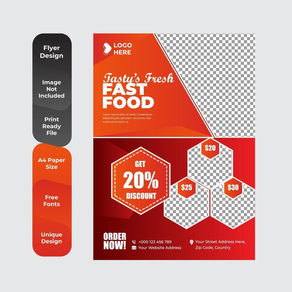 Food Delivery Flyer Pamphlet brochure design template vector