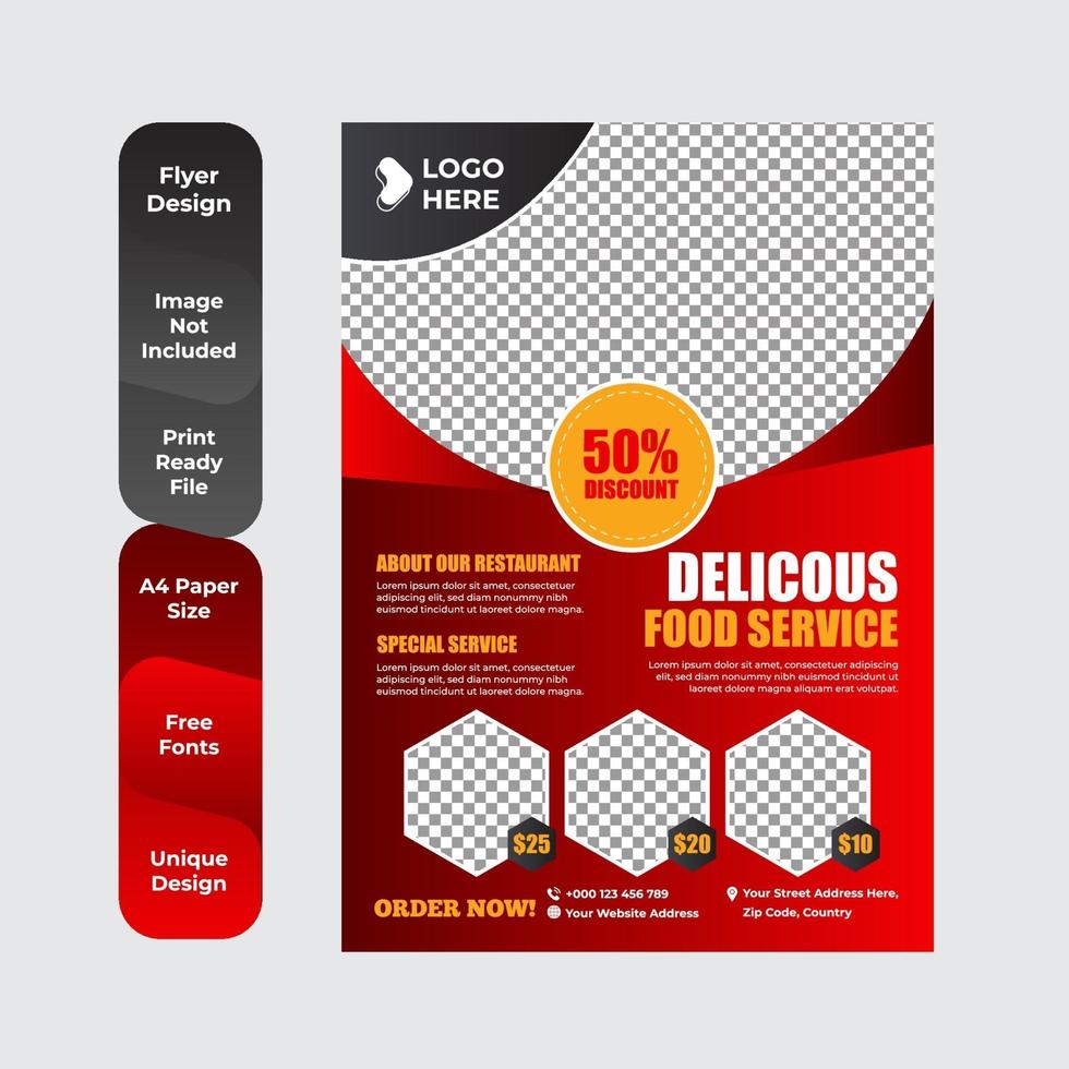 Plantilla de diseño de folleto de folleto de volante de entrega de alimentos vector