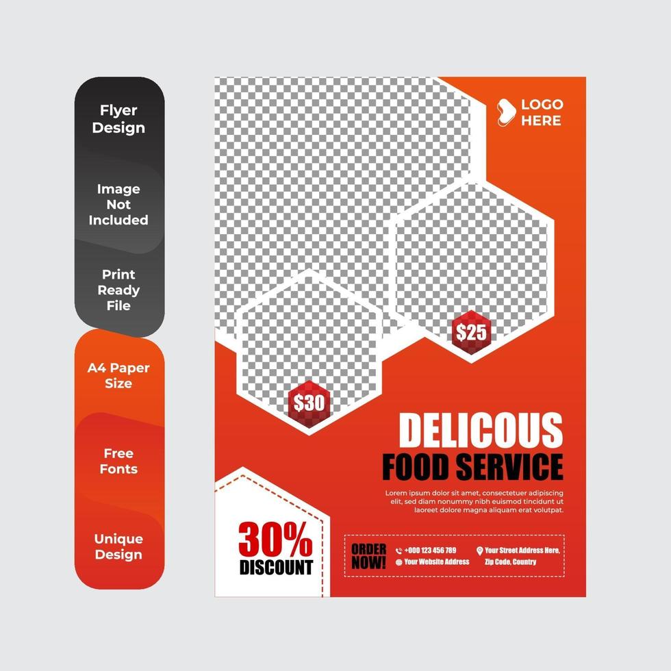 Food Delivery Flyer Pamphlet brochure design template vector