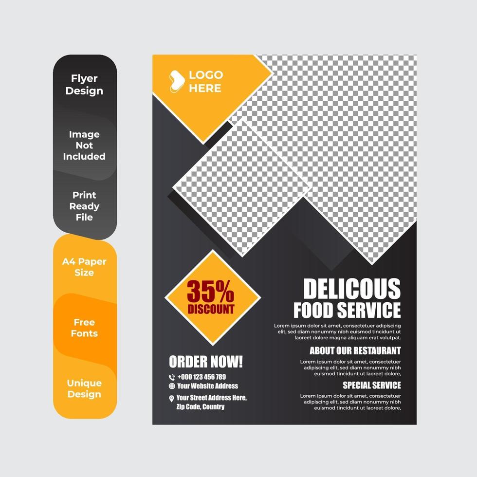 folleto de comida deliciosa o diseño de volante vector