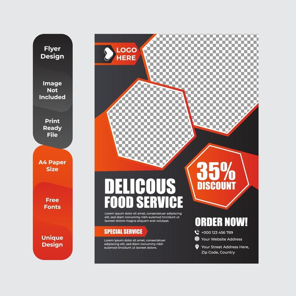 Delicious Food Brochure or Flyer Design vector