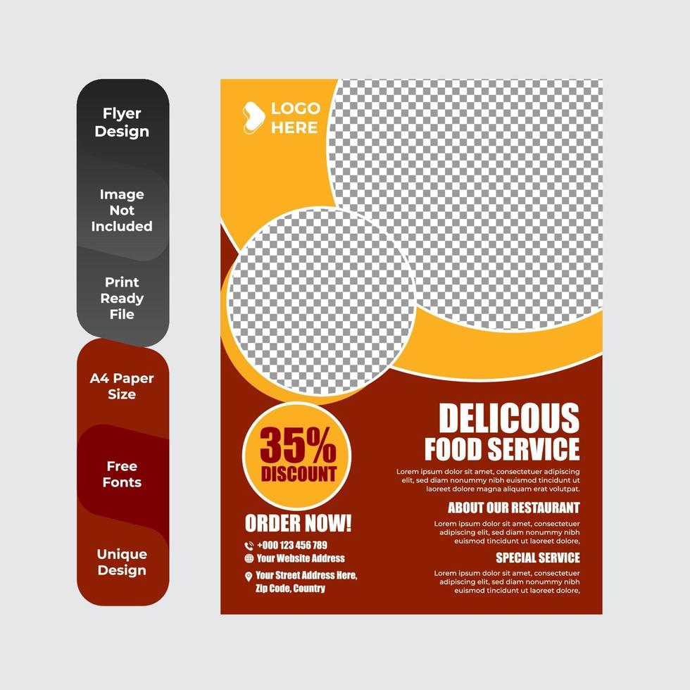 Delicious food template design for restaurants vector