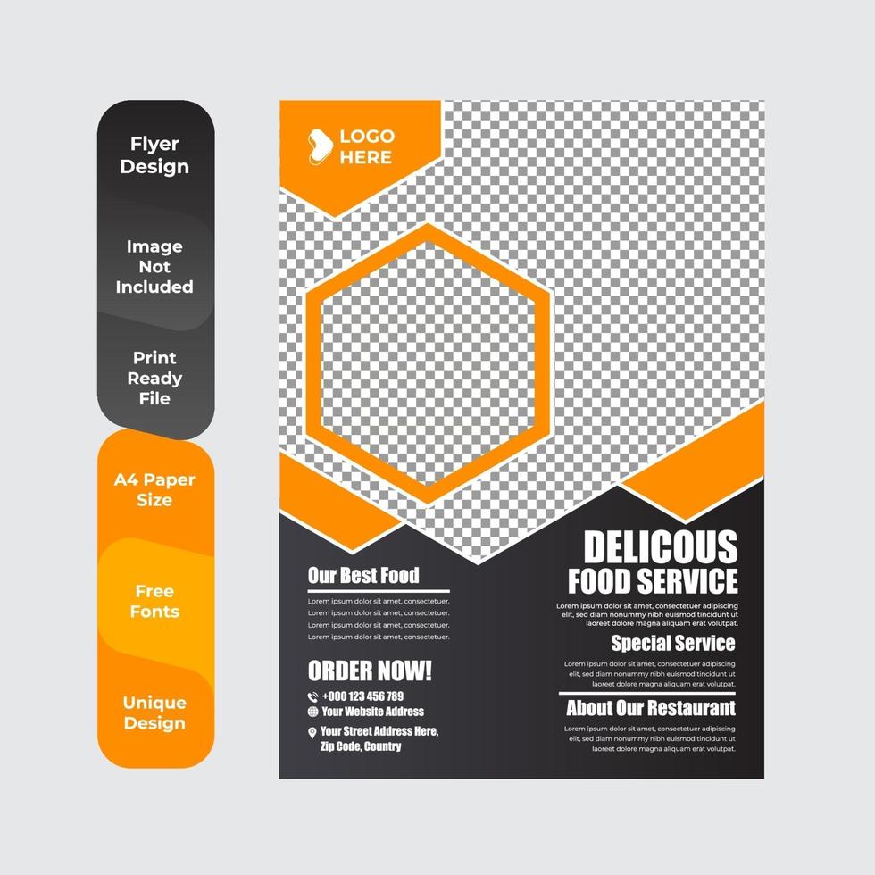 Food Delivery Flyer Pamphlet brochure design template vector