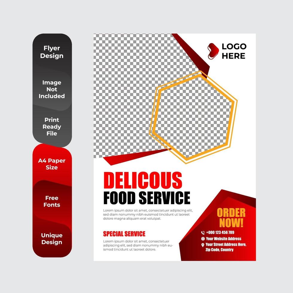 Food Delivery Flyer Pamphlet brochure design template vector