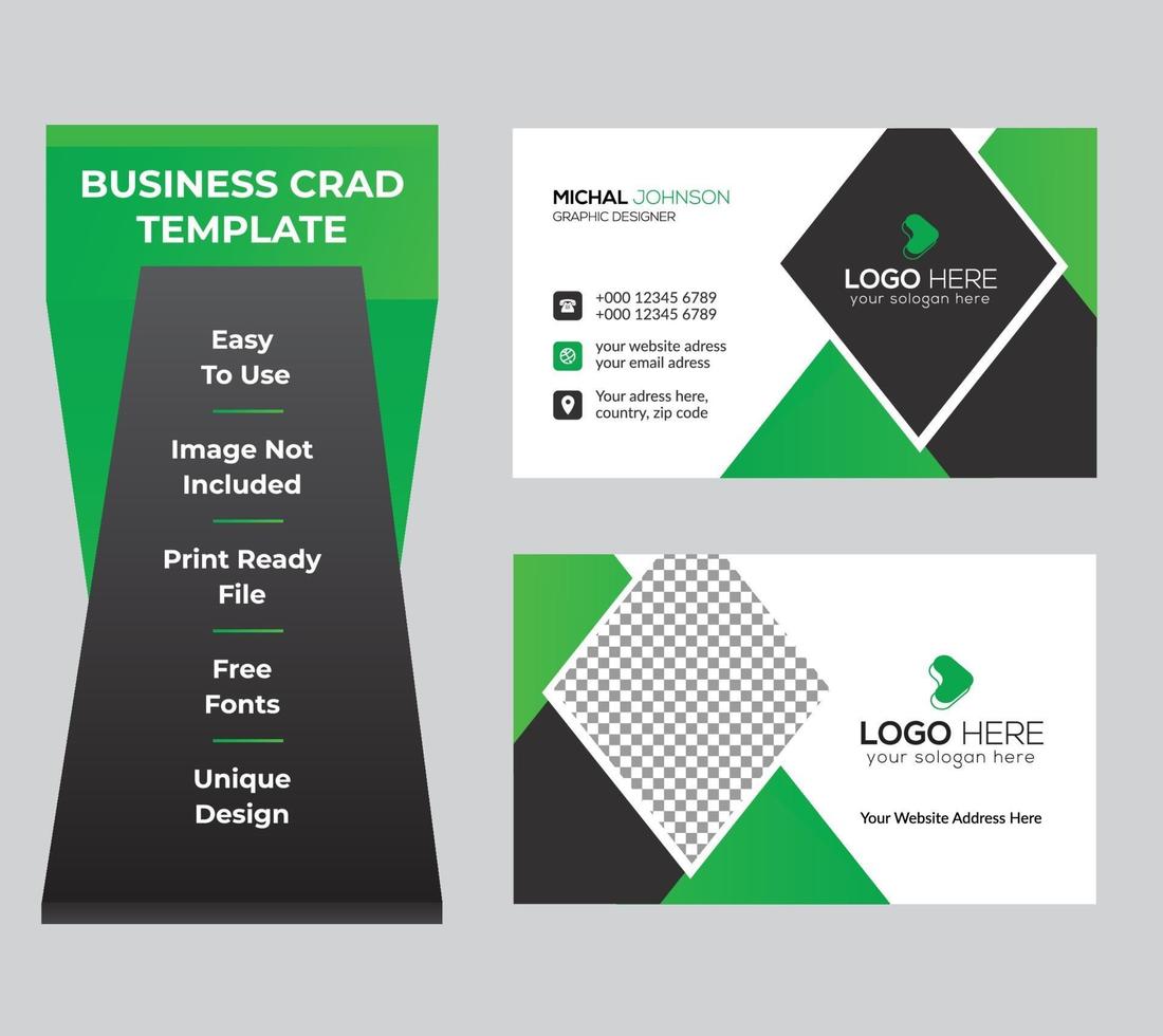 Green corporate business card name card template vector