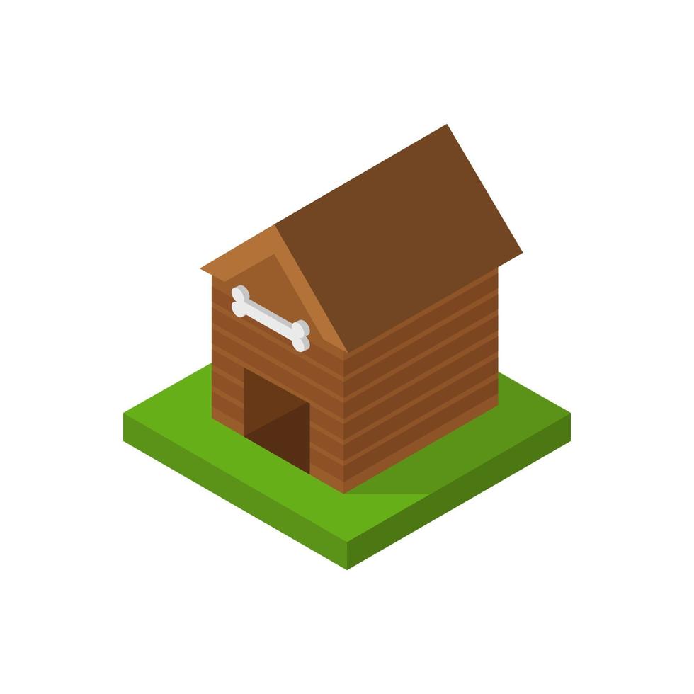 Isometric Dog Kennel On White Background vector