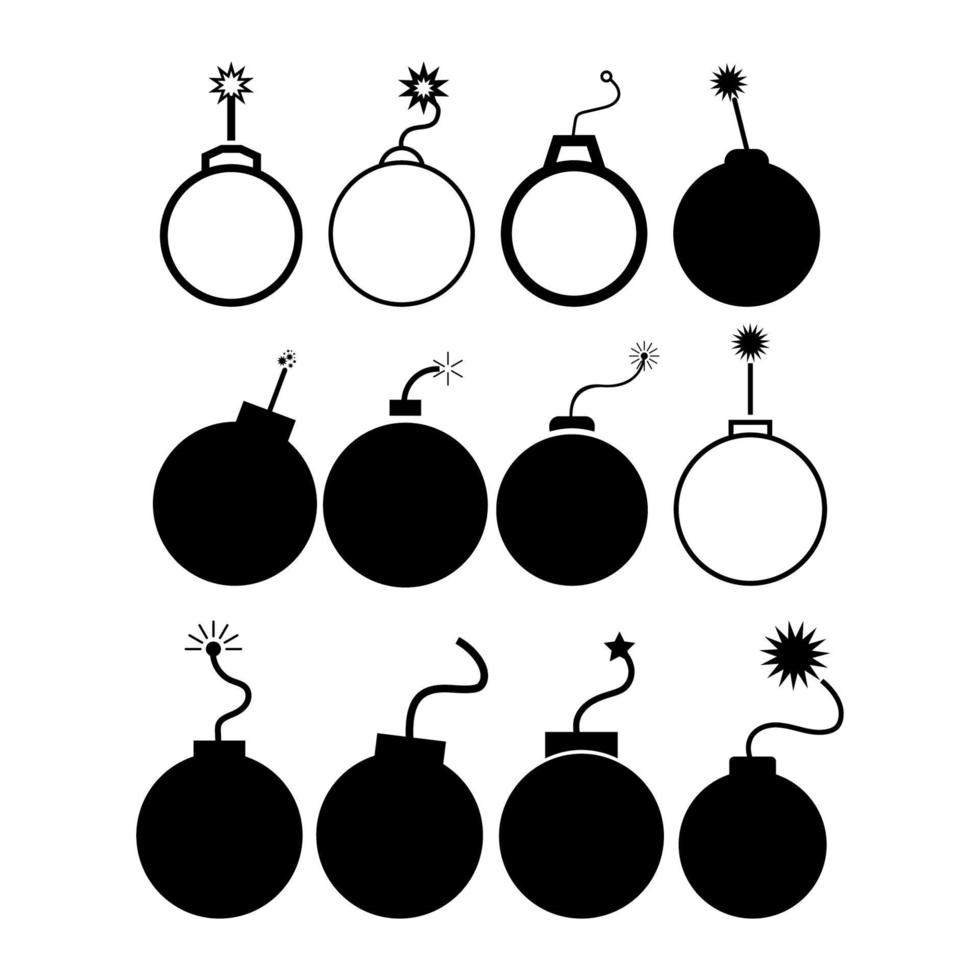 Set Of Bombs On White Background vector