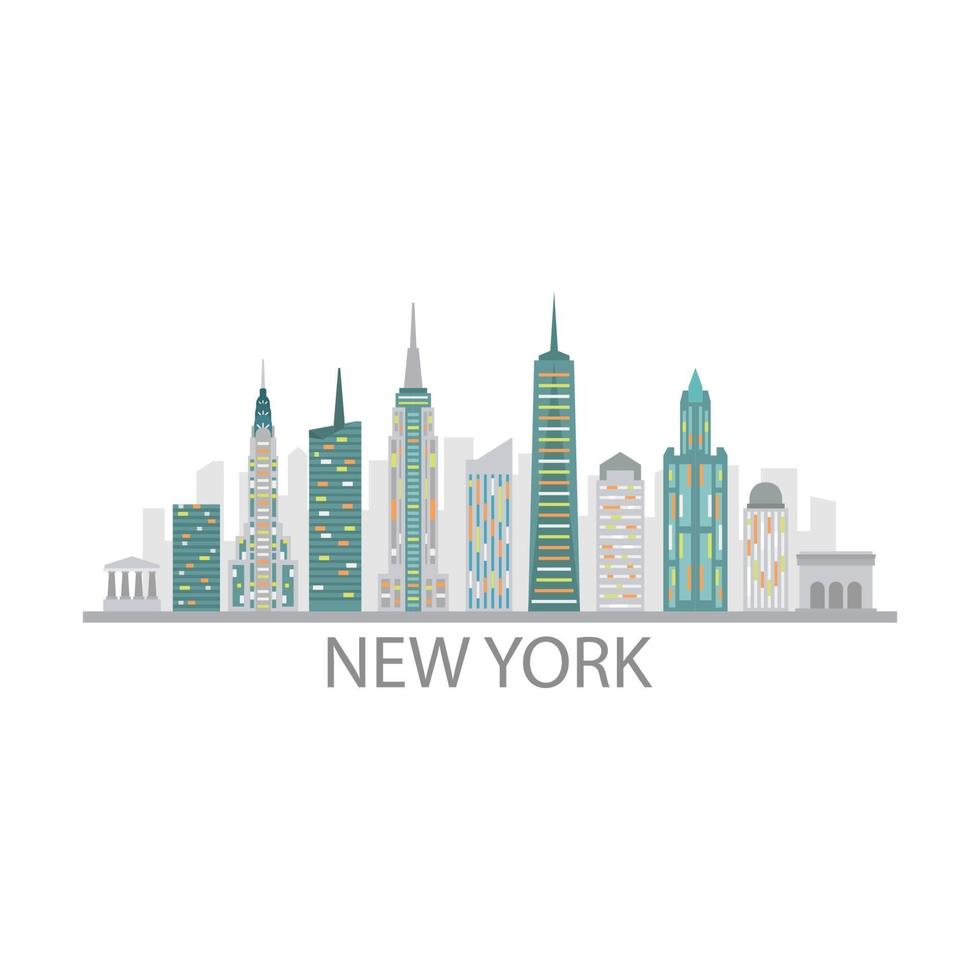 New York Skyline On White Background vector