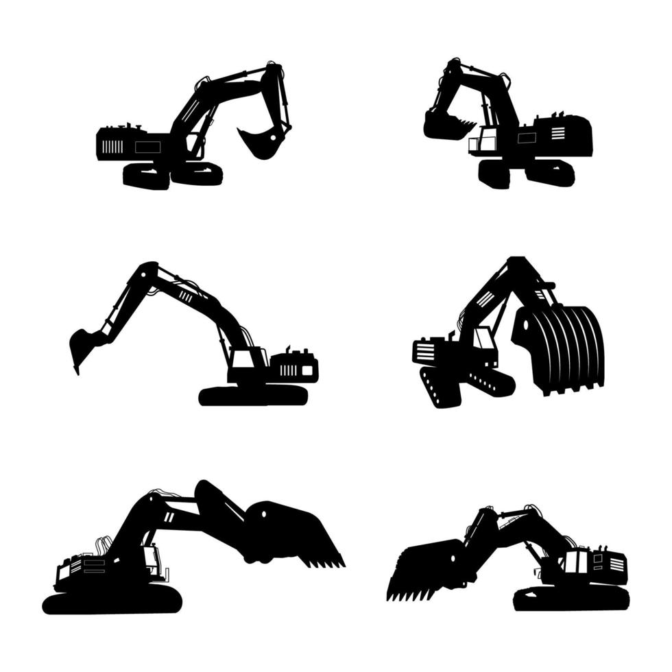 Set Of Excavator On White Background vector