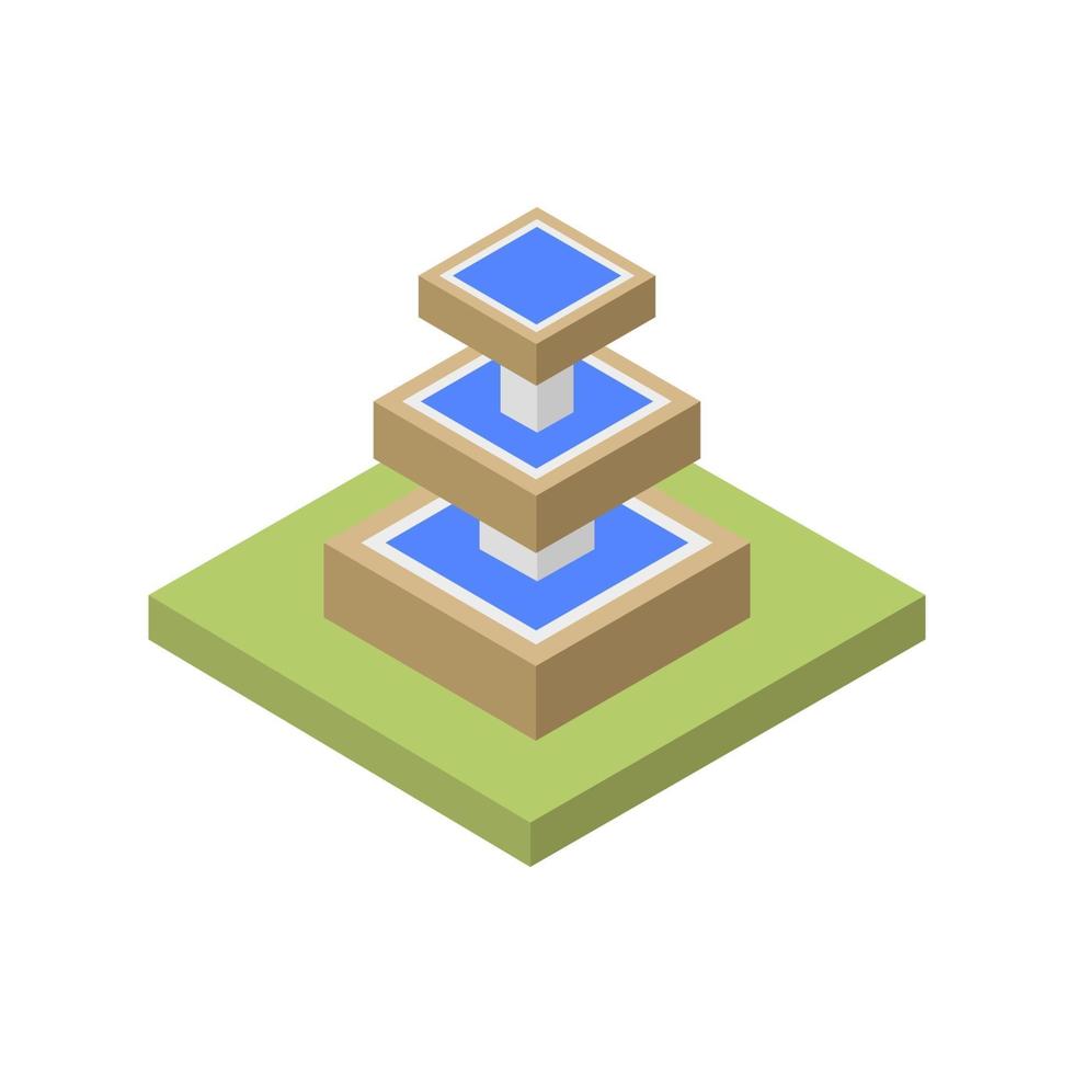Isometric Fountain On White Background vector