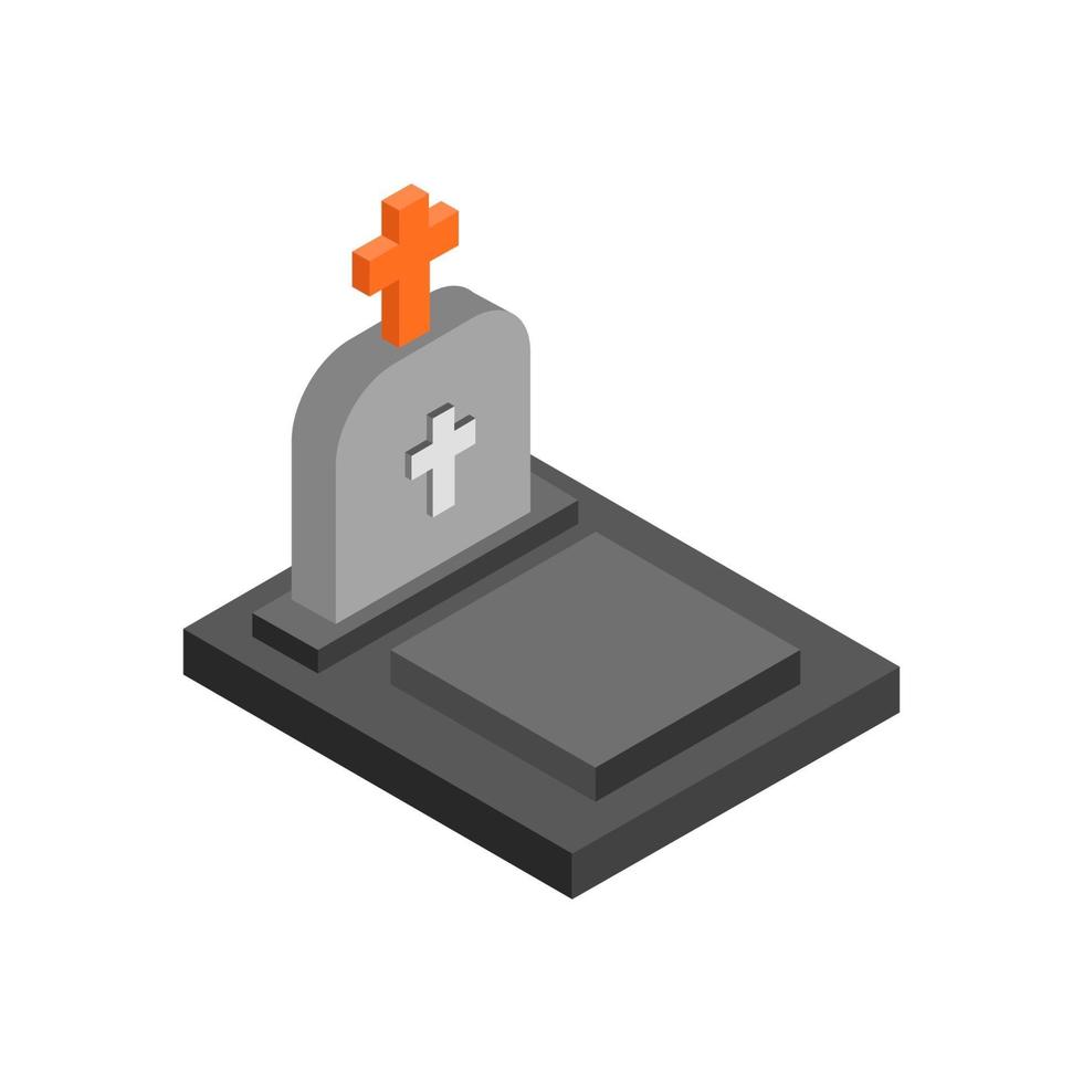 Isometric Tombstone On White Background vector