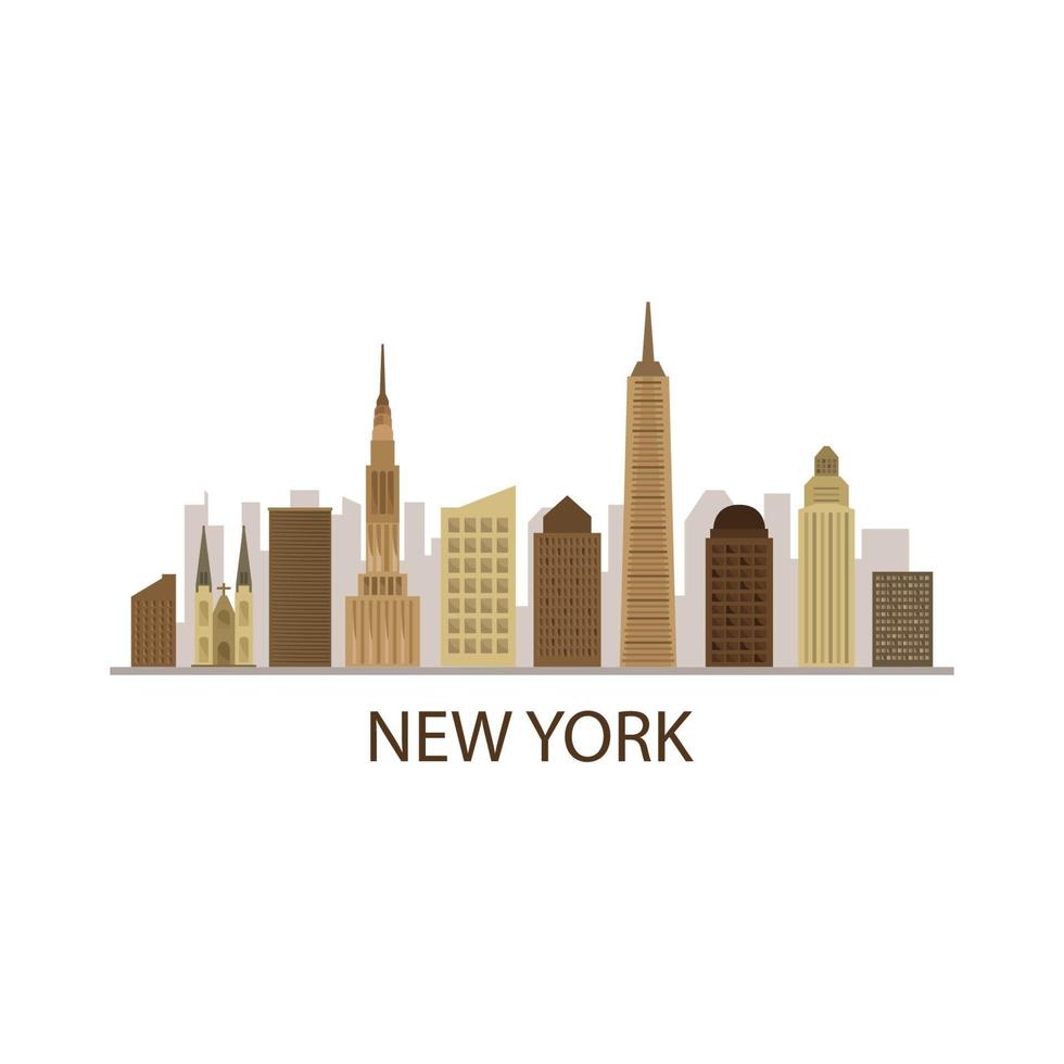 New York Skyline Illustrated On Background vector