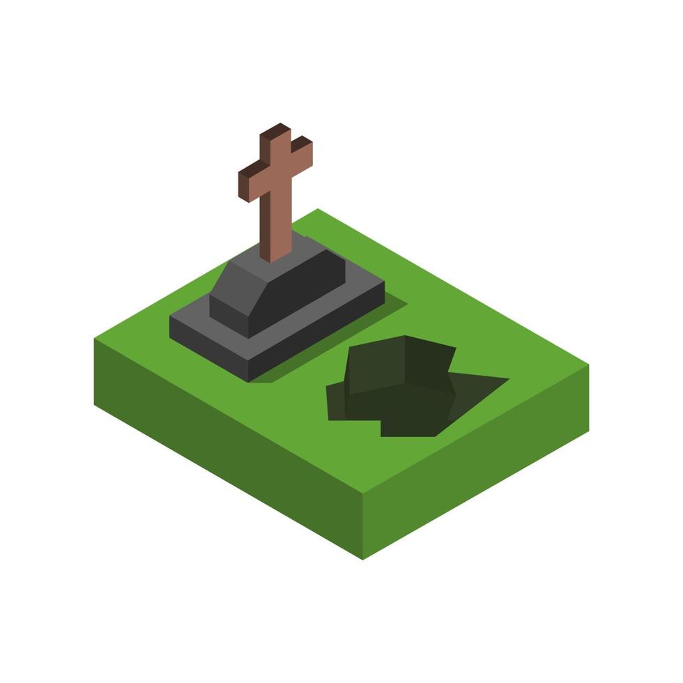 Isometric Tombstone On White Background vector