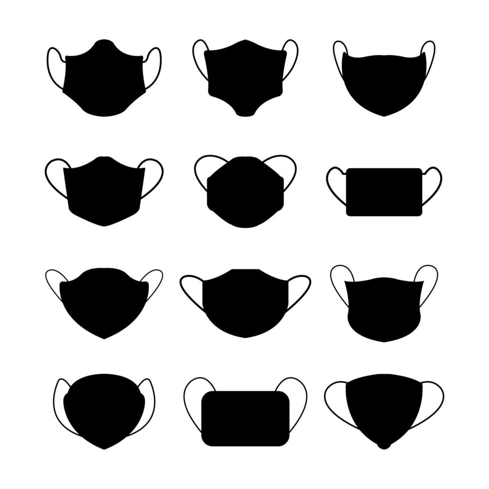 Set Of Covid Masks On White Background vector