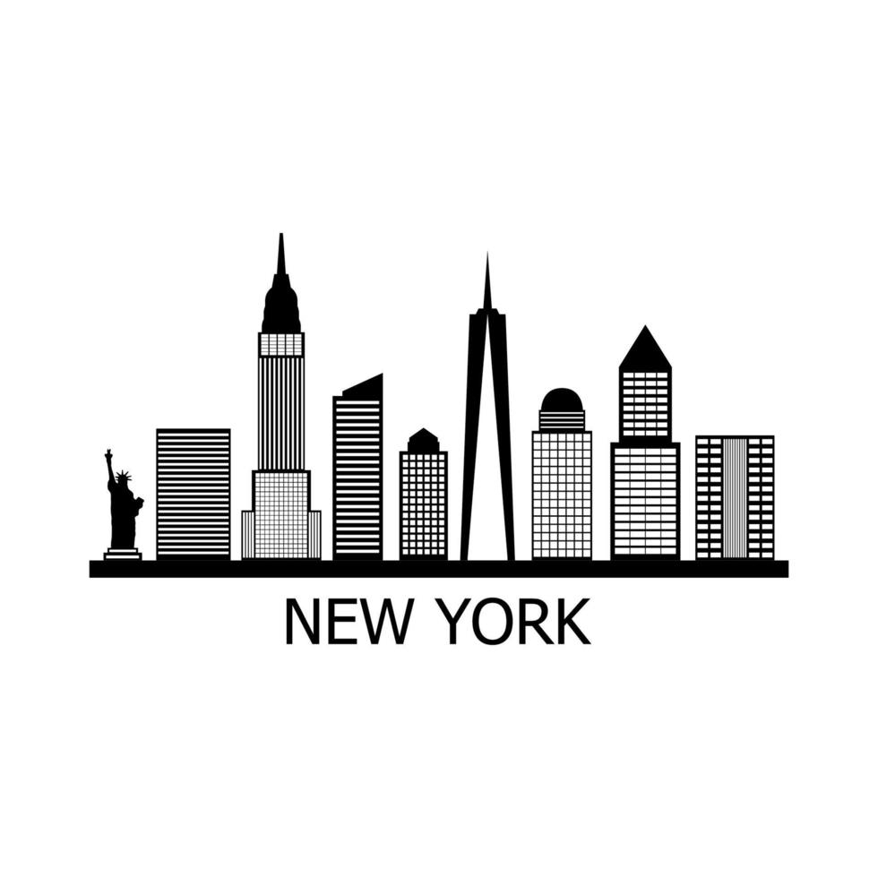 New York Skyline Illustrated On Background vector