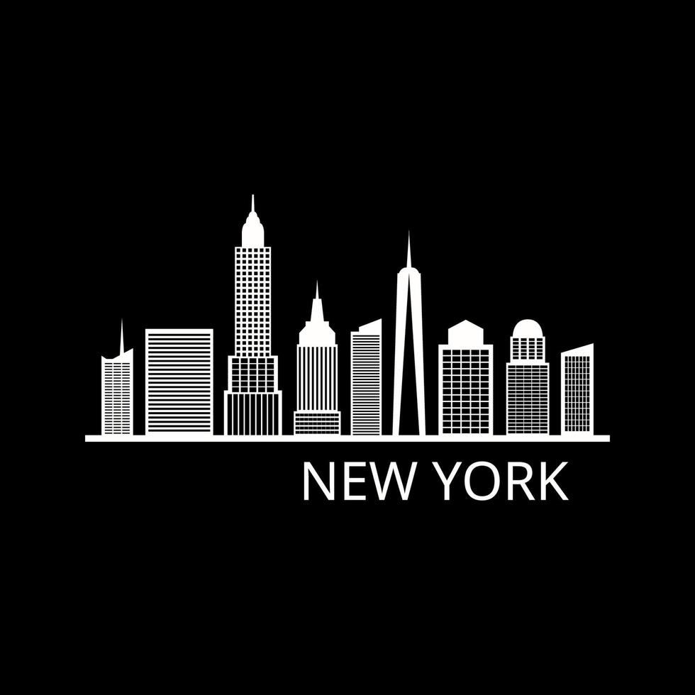 New York Skyline Illustrated On Background vector