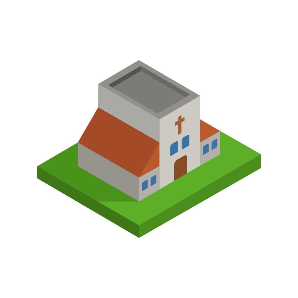 Isometric Church On White Background vector