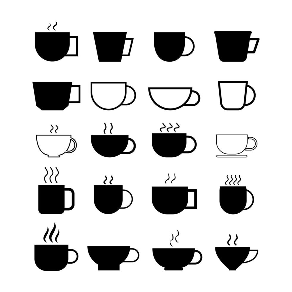 Set Of Coffee Cup On White Background vector