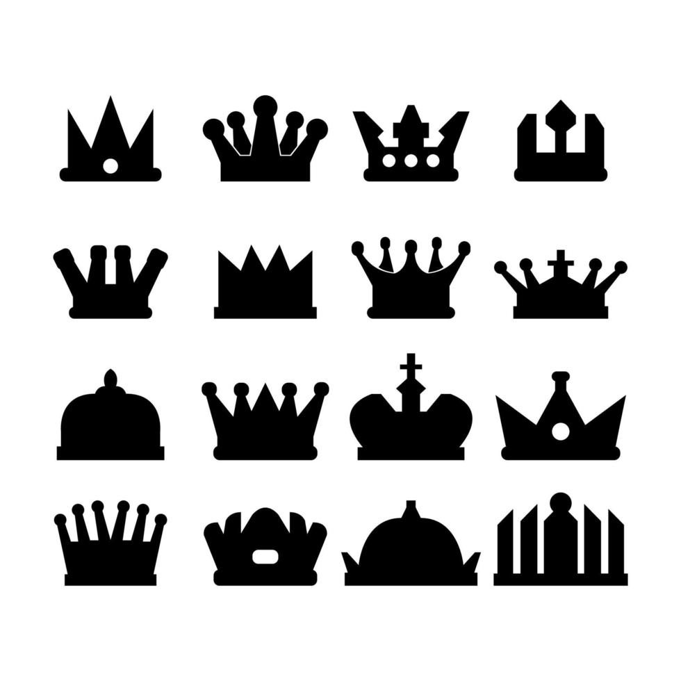Set Of Crowns On White Background vector