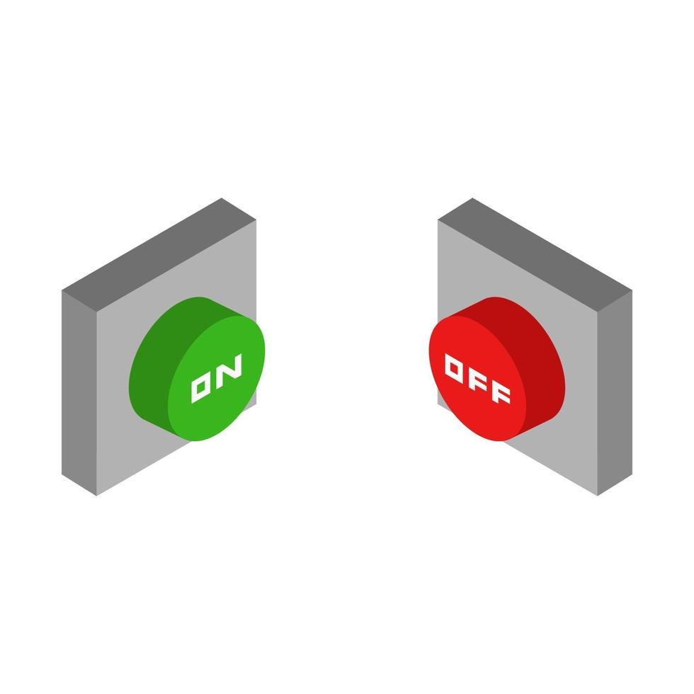 On Off Isometric Button On White Background vector