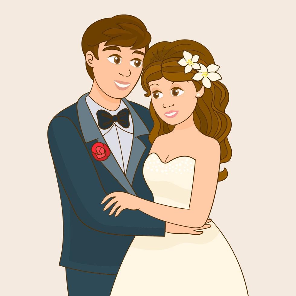 Pretty bride and stylish groom vector