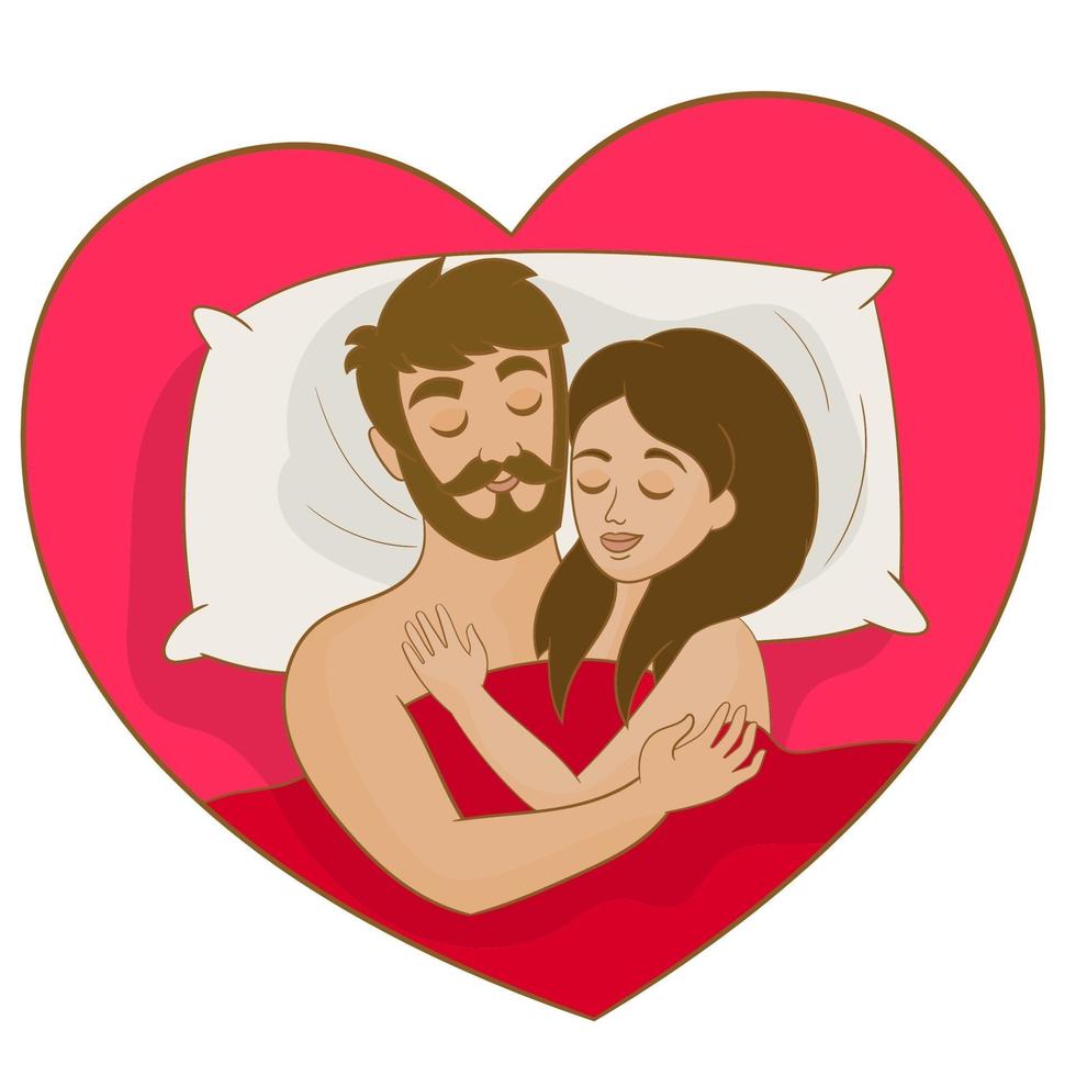 Young couple lying in bed together vector