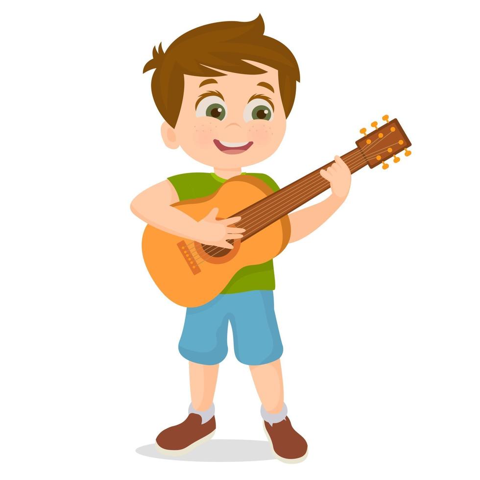 Boy playing guitar vector