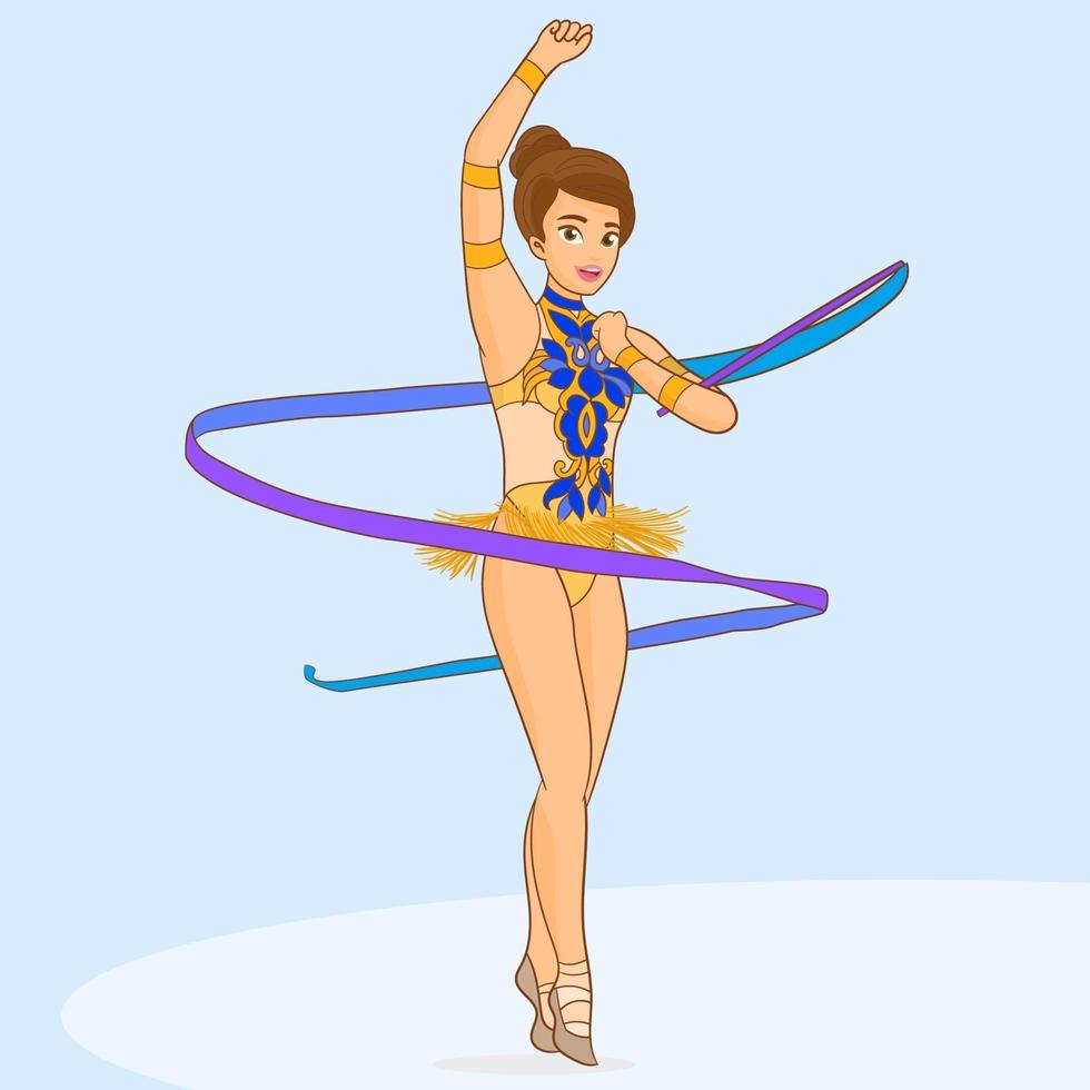 Girl with a gymnastic ribbon vector