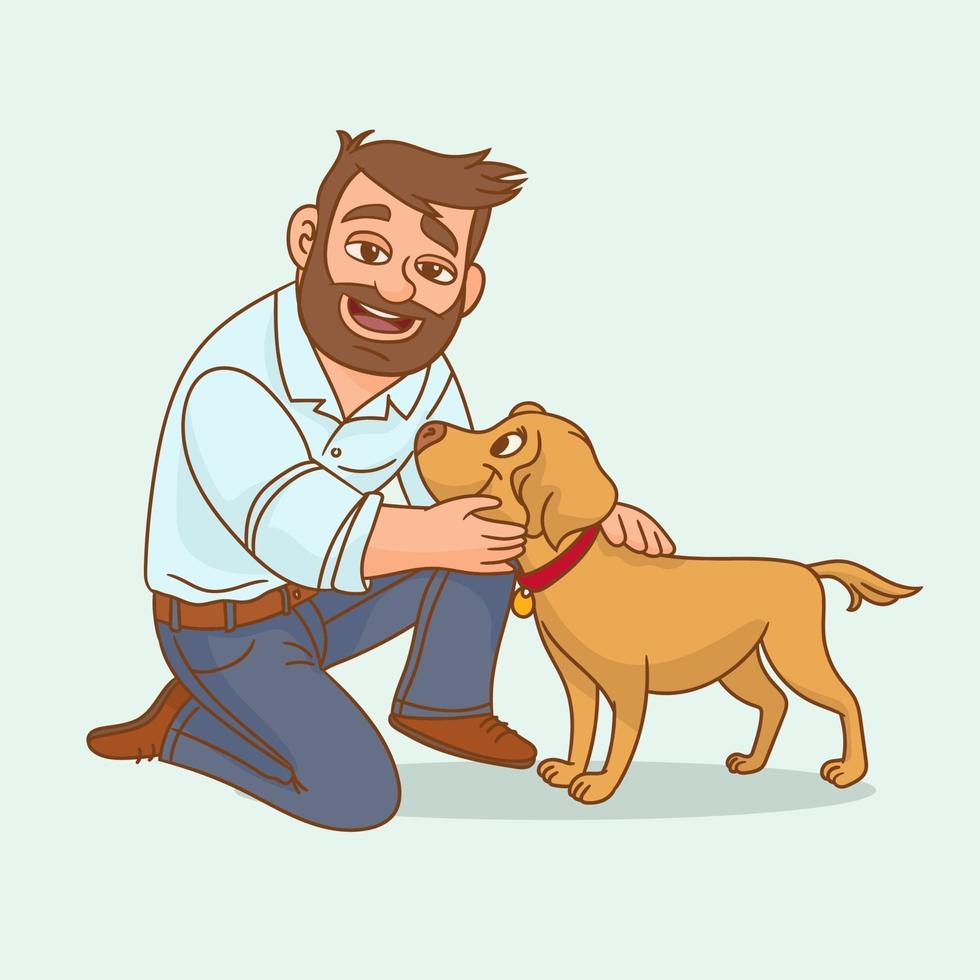 Man with labrador dog vector