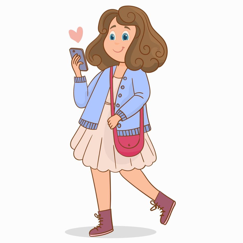 Woman using mobile phone vector