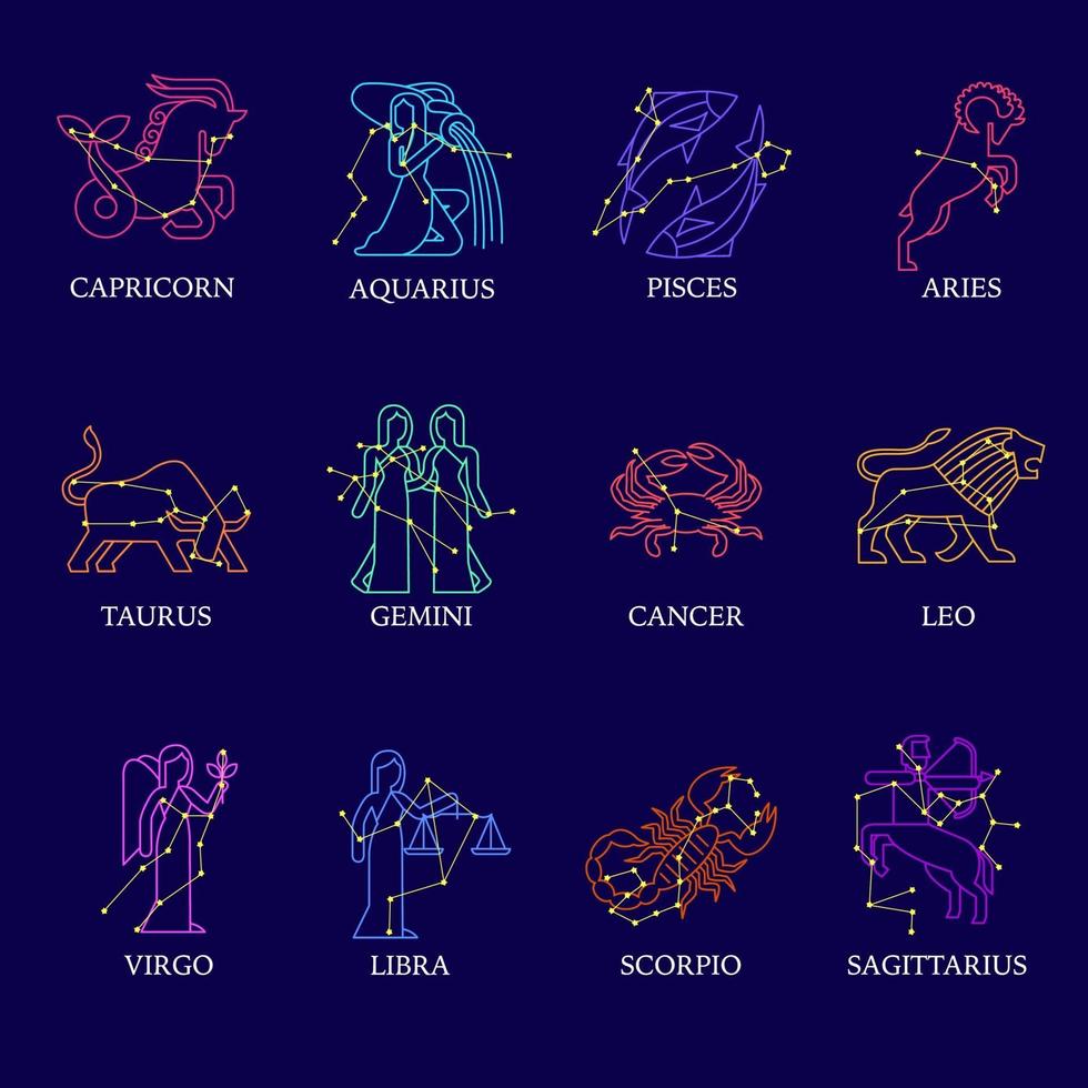 banderas de signos del zodíaco vector