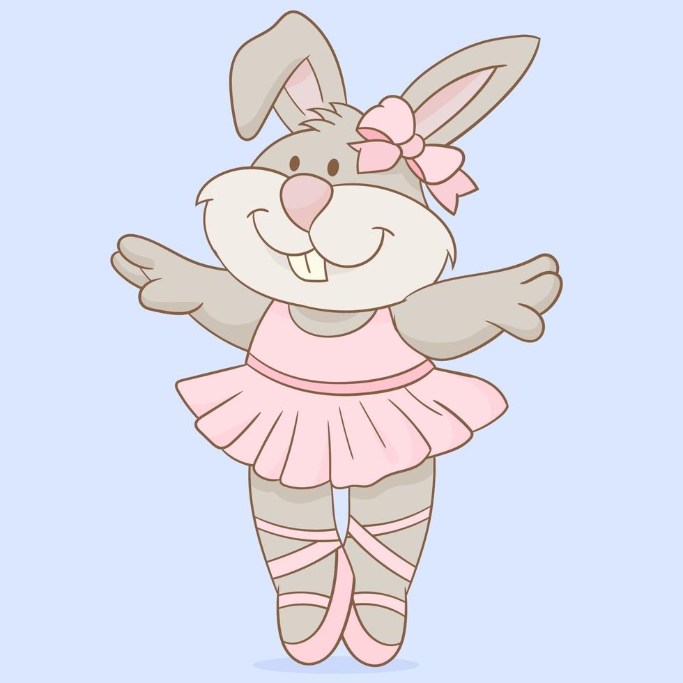 Cute dancing bunny ballerina vector